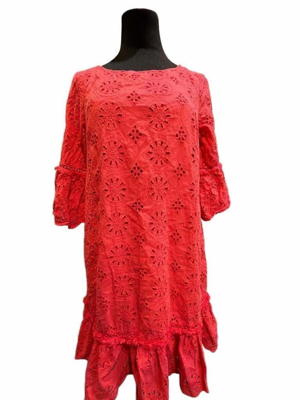 813 By Anthropologie Dress Size US 12 Red Eyelet Bell